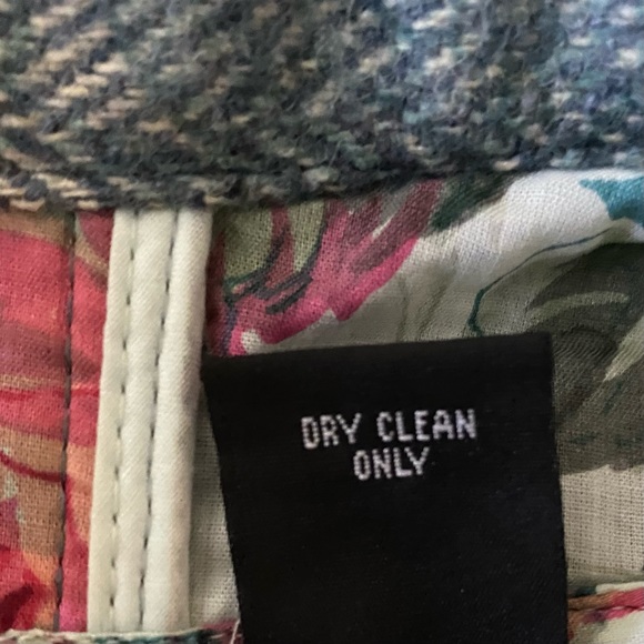 NWT ANGIE elbow patch blazer GRAY tweed cotton floral lining button cuffs size - Picture 7 of 14